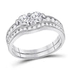 14kt White Gold Womens Round Diamond Bridal Wedding Engagement Ring Band Set 1.00 Cttw (Certified)