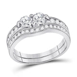 14kt White Gold Womens Round Diamond Bridal Wedding Engagement Ring Band Set 1.00 Cttw (Certified)