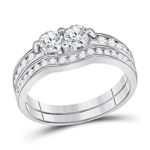 14kt White Gold Womens Round Diamond Bridal Wedding Engagement Ring Band Set 1.00 Cttw (Certified)