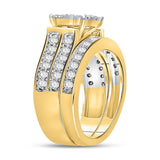 14kt Yellow Gold Womens Princess Diamond Bridal Wedding Engagement Ring Band Set 1-1/2 Cttw