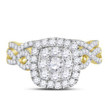 14kt Yellow Gold Womens Round Diamond Bridal Wedding Engagement Ring Band Set 1.00 Cttw (Certified)