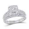 14kt White Gold Womens Round Diamond Bridal Wedding Engagement Ring Band Set 1.00 Cttw (Certified)