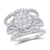 14kt White Gold Womens Princess Diamond Bridal Wedding Engagement Ring Band Set 2.00 Cttw