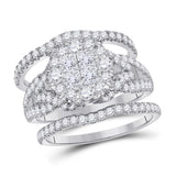 14kt White Gold Womens Princess Diamond Bridal Wedding Engagement Ring Band Set 2.00 Cttw