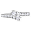 14kt White Gold Womens Round Diamond 2-stone Bridal Wedding Engagement Ring 1.00 Cttw (Certified)