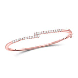 14kt Rose Gold Womens Round Diamond Bypass Bangle Bracelet 1.00 Cttw