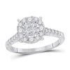 14kt White Gold Womens Princess Diamond Cluster Bridal Wedding Engagement Ring 3/4 Cttw