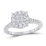 14kt White Gold Womens Princess Diamond Cluster Bridal Wedding Engagement Ring 3/4 Cttw