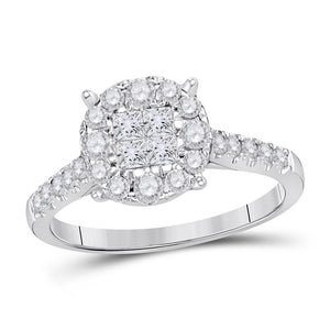 14kt White Gold Womens Princess Diamond Cluster Bridal Wedding Engagement Ring 3/4 Cttw