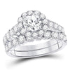 14kt White Gold Womens Round Diamond Bridal Wedding Engagement Ring Band Set 2.00 Cttw (Certified)