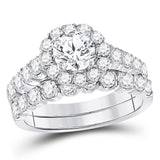 14kt White Gold Womens Round Diamond Bridal Wedding Engagement Ring Band Set 2.00 Cttw (Certified)