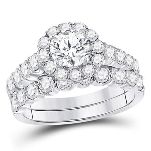 14kt White Gold Womens Round Diamond Bridal Wedding Engagement Ring Band Set 2.00 Cttw (Certified)