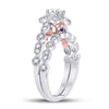 14kt Two-tone Gold Womens Round Diamond Starburst Bridal Wedding Ring Set 3/4 Cttw (Certified)