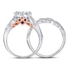 14kt White Gold Womens Princess Diamond Bridal Wedding Engagement Ring Band Set 1.00 Cttw