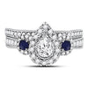 14kt White Gold Womens Pear Diamond Bridal Wedding Engagement Ring Band Set 1.00 Cttw (Certified)