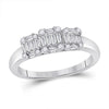 14kt White Gold Womens Baguette Diamond Cluster 3-stone Ring 1/2 Cttw