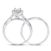 14kt White Gold Womens Pear Diamond Bridal Wedding Engagement Ring Band Set 1.00 Cttw (Certified)