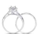 14kt White Gold Womens Pear Diamond Bridal Wedding Engagement Ring Band Set 1.00 Cttw (Certified)
