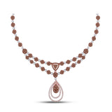 14kt Rose Gold Womens Round Brown Diamond Y-Shaped Teardrop Necklace 7.00 Cttw