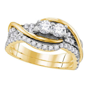 14kt Yellow Gold Womens Round Diamond Bridal Wedding Engagement Ring Band Set 1.00 Cttw (Certified)