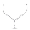 14kt White Gold Womens Round Diamond Y-Shaped Cluster Necklace 1-1/2 Cttw