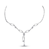 14kt White Gold Womens Round Diamond Y-Shaped Cluster Necklace 1-1/2 Cttw
