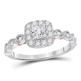 14kt Two-tone Gold Womens Princess Diamond Solitaire Bridal Wedding Engagement Ring 3/4 Cttw (Certified)