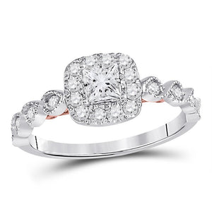 14kt Two-tone Gold Womens Princess Diamond Solitaire Bridal Wedding Engagement Ring 3/4 Cttw (Certified)