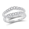 14kt White Gold Womens Round Diamond Wrap Ring Guard Enhancer 1/2 Cttw
