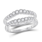 14kt White Gold Womens Round Diamond Wrap Ring Guard Enhancer 1/2 Cttw