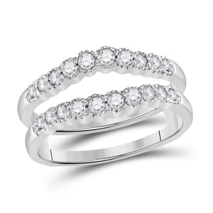 14kt White Gold Womens Round Diamond Wrap Ring Guard Enhancer 1/2 Cttw