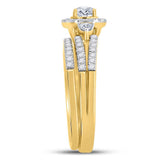 14kt Yellow Gold Womens Round Diamond Bridal Wedding Engagement Ring Band Set 1.00 Cttw