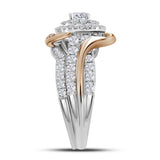 14kt Two-tone Gold Womens Round Diamond Bridal Wedding Engagement Ring Band Set 1-1/2 Cttw (Certified)