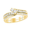 14kt Yellow Gold Womens Round Diamond Bridal Wedding Engagement Ring Band Set 1/2 Cttw (Certified)