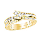 14kt Yellow Gold Womens Round Diamond Bridal Wedding Engagement Ring Band Set 1/2 Cttw (Certified)