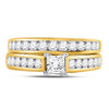 14kt Yellow Gold Womens Princess Diamond Bridal Wedding Engagement Ring Band Set 1-1/2 Cttw (Certified)
