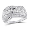 14kt White Gold Womens Round Diamond Fashion Crossover Band Ring 1.00 Cttw