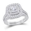 14kt White Gold Womens Princess Diamond Bridal Wedding Engagement Ring Band Set 2.00 Cttw (Certified)