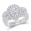 14kt White Gold Womens Round Diamond Bridal Wedding Engagement Ring Band Set 1-1/2 Cttw (Certified)
