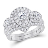 14kt White Gold Womens Round Diamond Bridal Wedding Engagement Ring Band Set 1-1/2 Cttw (Certified)
