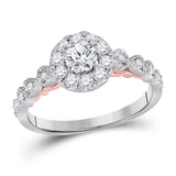 14kt Two-tone Gold Womens Round Diamond Solitaire Bridal Wedding Engagement Ring 3/4 Cttw (Certified)