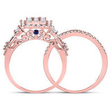 14kt Rose Gold Womens Round Diamond Bridal Wedding Engagement Ring Band Set 1-1/4 Cttw