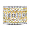 14kt Yellow Gold Womens Round Diamond Right Hand Cocktail Ring 1-3/8 Cttw