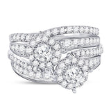 14kt White Gold Womens Round Diamond Bridal Wedding Engagement Ring Band Set 1-3/4 Cttw (Certified)