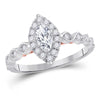 14kt Two-tone Gold Womens Marquise Diamond Solitaire Bridal Wedding Engagement Ring 3/4 Cttw (Certified)