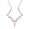 14kt Rose Gold Womens Round Diamond Modern-V Fashion Necklace 1/4 Cttw