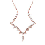 14kt Rose Gold Womens Round Diamond Modern-V Fashion Necklace 1/4 Cttw
