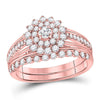 14kt Two-tone Gold Womens Round Diamond Bridal Wedding Engagement Ring Band Set 1.00 Cttw