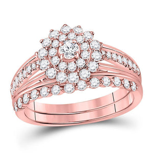 14kt Two-tone Gold Womens Round Diamond Bridal Wedding Engagement Ring Band Set 1.00 Cttw
