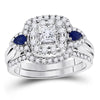 14kt White Gold Womens Princess Diamond Bridal Wedding Engagement Ring Band Set 1.00 Cttw (Certified)